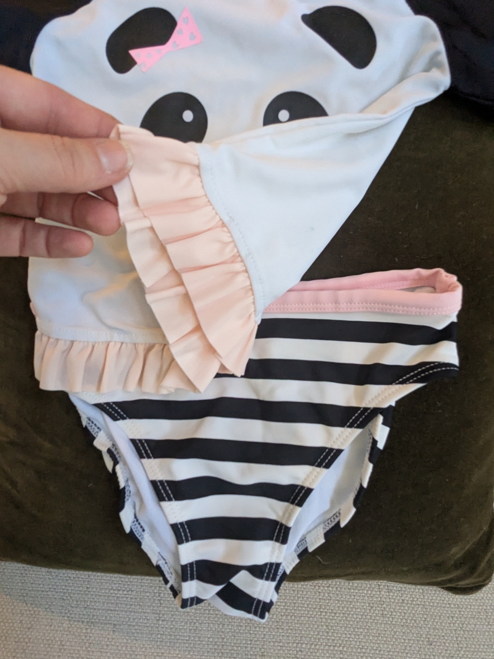 George Pink & Black Panda Ruffle Two -Piece - Picture 2 of 3